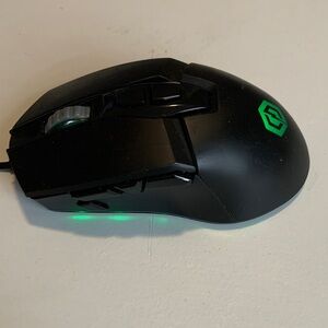 Black Wired Gaming Mouse with Green LED